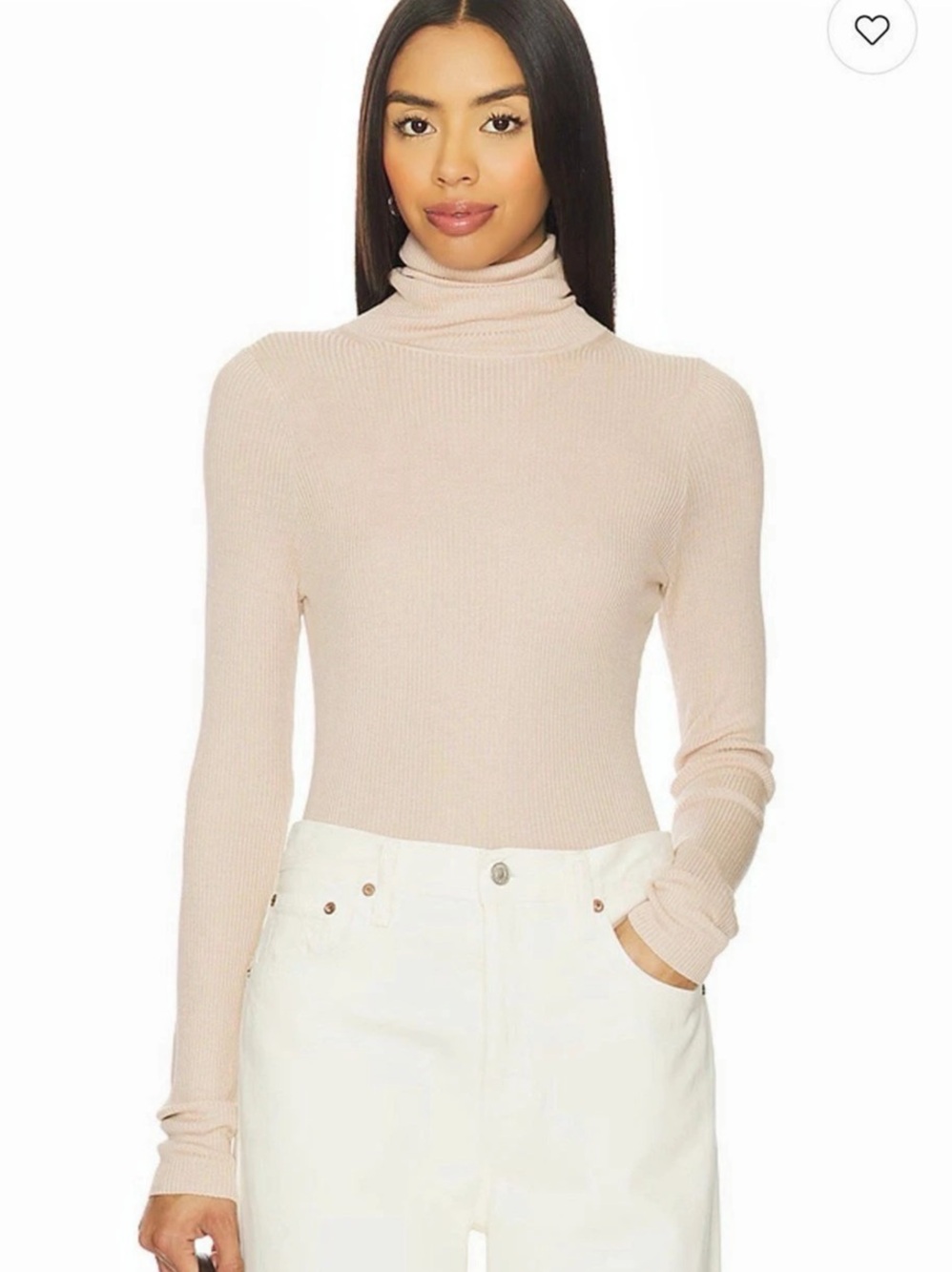 Ribbed Turtleneck Sweater in Cream Like New